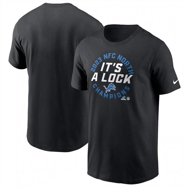 Men's Detroit Lions Black 2023 NFC North Division Champions T-Shirt